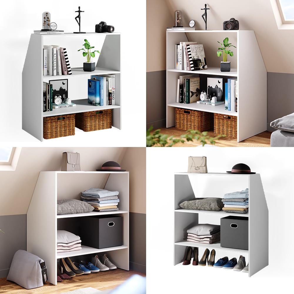Vicco Estante para Techo Inclinado, Blanco, 90 x 100 cm | para almacenar cajas y libros bajo techos inclinados
