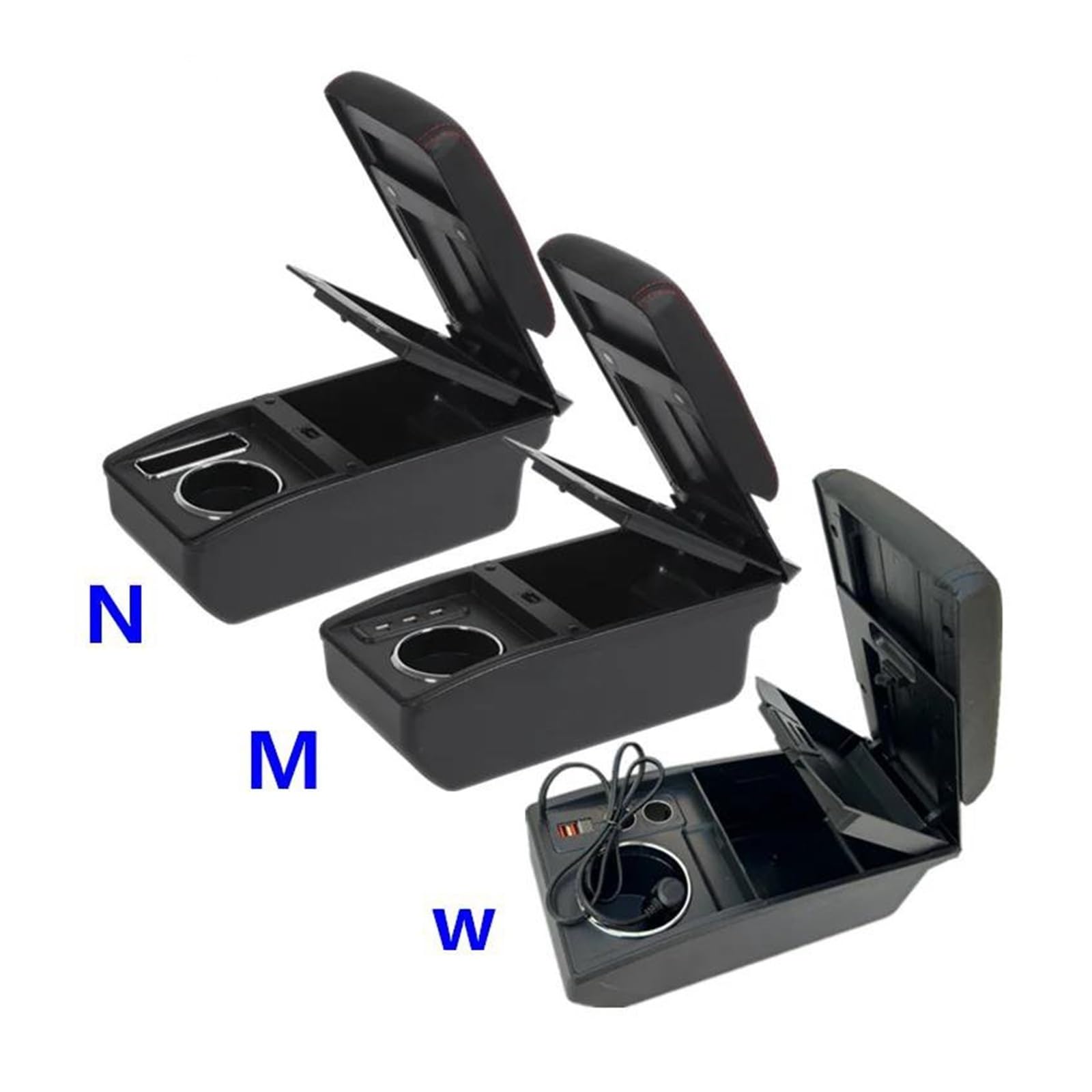 accoudoirs boîte de rangement Pour Citroën C3 C2 Accoudoir Rangement Double Couche Porte Gobelet Intégré Accessoires Dédiés(Charge rapide W1)