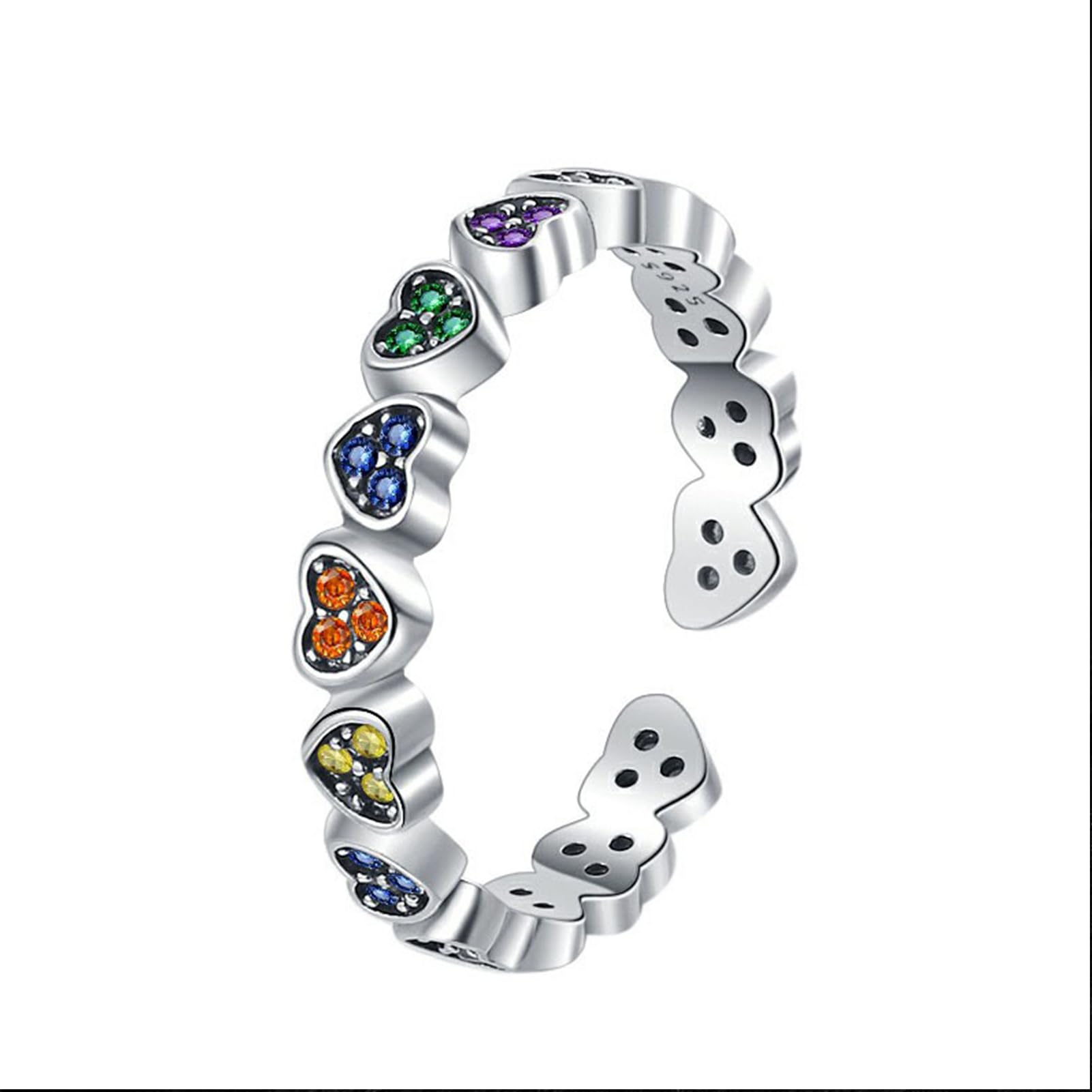 Bagues réglables en argent massif et zircone cubique haute brillance