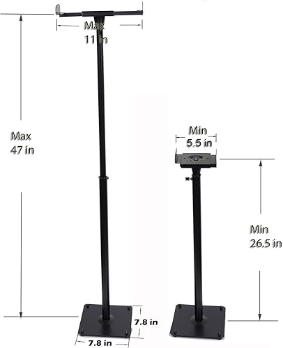 Miniatura 4 de VideoSecu 2 Soporte satelital para montaje de altavoces con altura ajustable para PA DJ Club para tareas de trabajo pesado Se extiende de 265