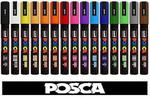 POSCA Uni-Ball marqueur Uni PC-5M Tempera 15 Couleurs Assorties Professional