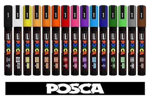 POSCA Uni-Ball marqueur Uni PC-5M Tempera 15 Couleurs Assorties Professional