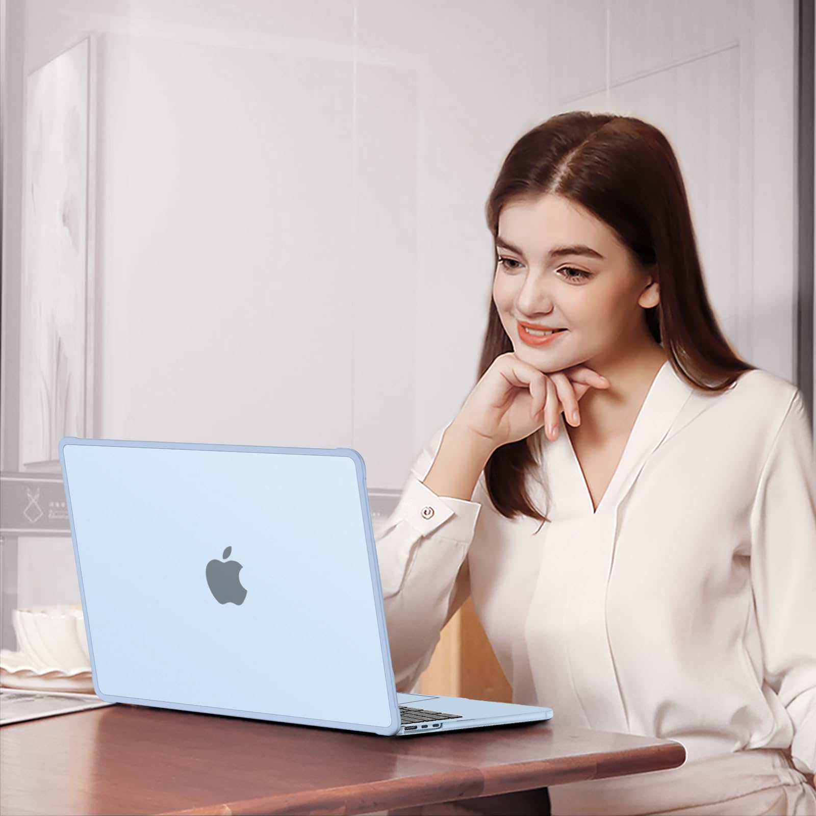 MOSISO Custodia Compatibile con MacBook Air 13 Cover M5 M4 M3 M2 2026-2022 A3449 A3240 A3113 A2681, 13,6'' Case Anti-crepa Angoli e Bordo Morbido TPU&Copritastiera&Pellicola&Borsa, Azzurro Cielo