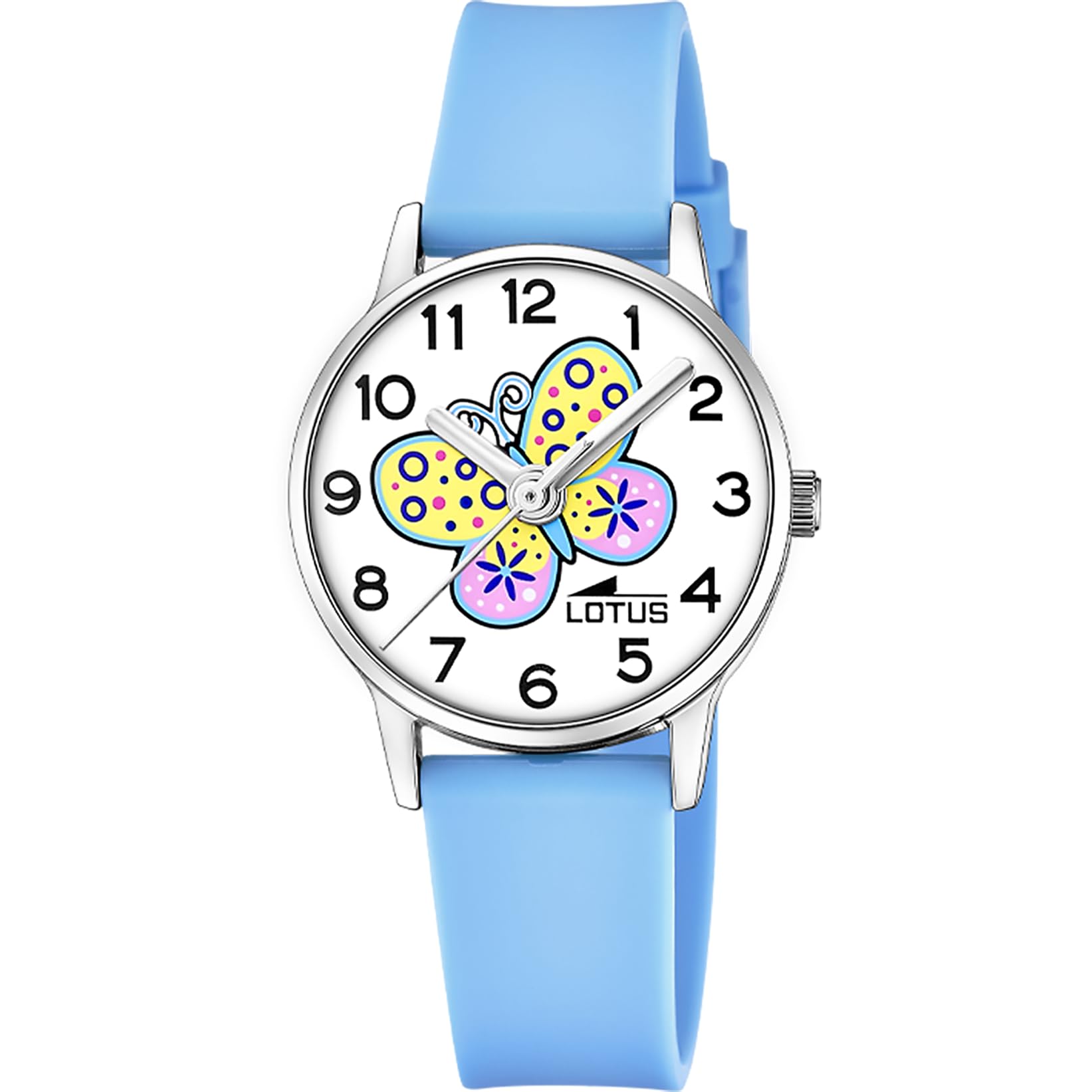 LOTUS Reloj Niña Analógico de Acero Inoxidable y Caucho Azul | Movimiento de Cuarzo, Reloj Infantil, Cristal Mineral de Alta Resistencia, Resistente al Agua 5 ATM 19001/3
