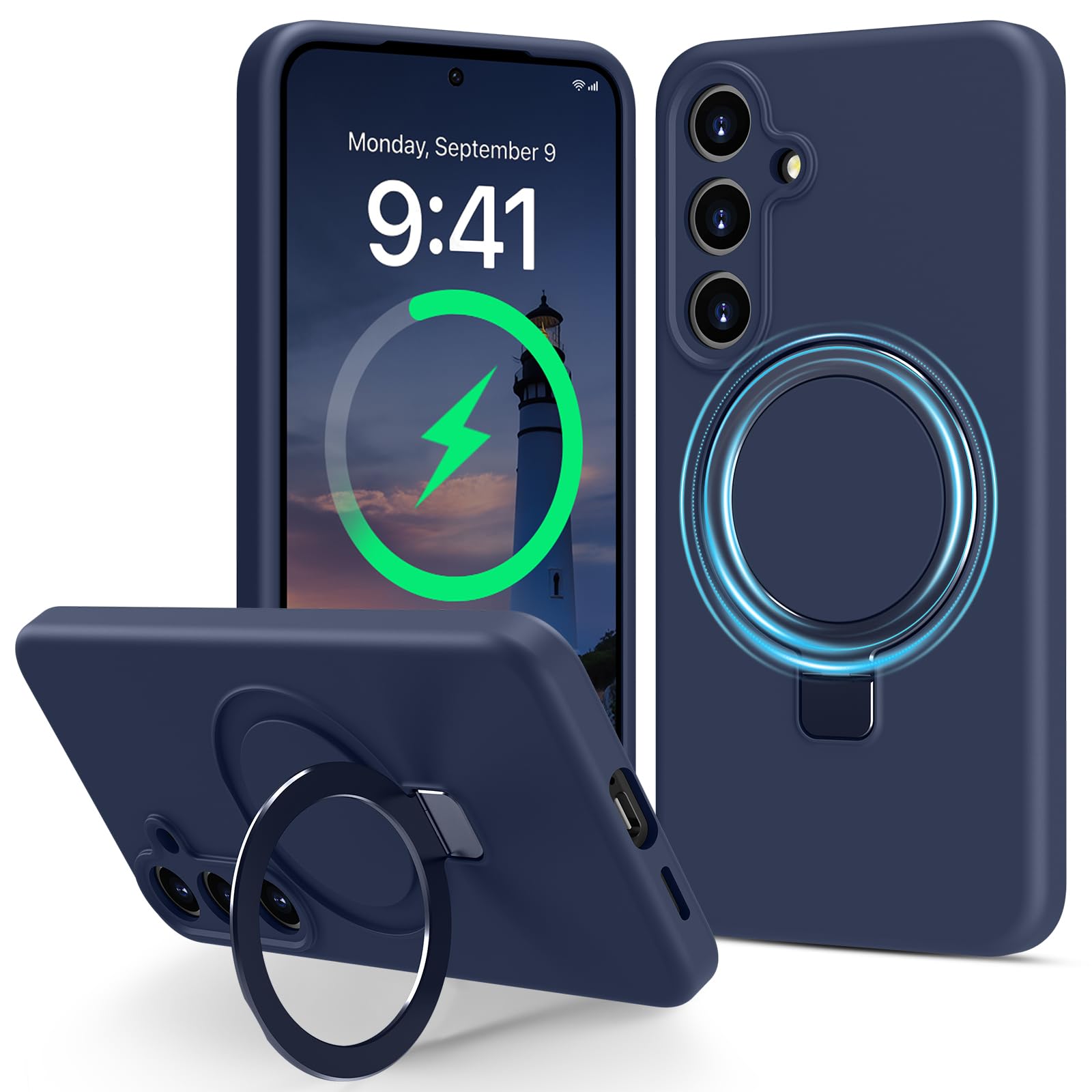 Vanxiliiy for Samsung Galaxy S25+/ S25 Plus Case with Stand, Slim Liquid Silicone Phone Cases for Galaxy S25 Plus Compatible with MagSafe Magnetic