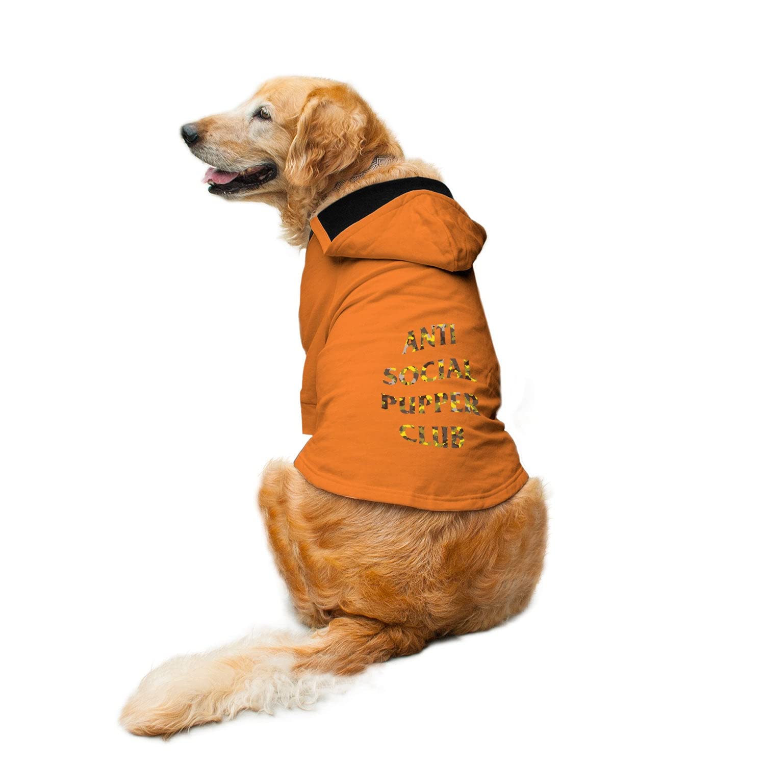 Ruse Pet Anti Social Pupper Club Printed Full Sleeves Dog Autumn Winter Hoodie Jacket/Apparel/Clothes/Jackets Gift for Big and Small Dogs.(Orange/L) (B0BFXJZQP6) Amazon Price History, Amazon Price Tracker
