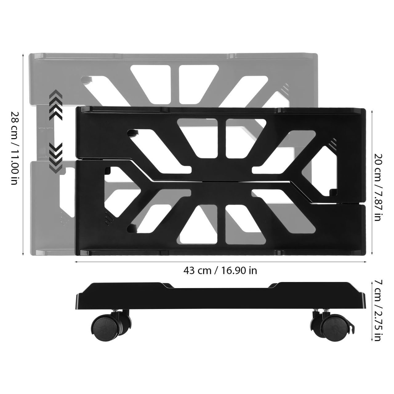 Angoily Pc Ständer Mit Rollen Verstellbar Computer Tower Halterung Unter Schreibtisch Mobiler Cpu Ständer Bodenständer Für Büro Zuhause Schule 16.93X11.02X2.76In