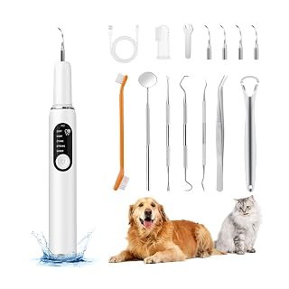 Kit Pulizia Denti Cane, 5 modalità Spazzolino Ultrasuoni con LED Lampada, IPX6 Ricaricabile Spazzolino Ultrasuoni Cane per Cane, Gatto, per Tartaro Dentale, Alito Cattivo, Gengivite - Amazon product rated Grade A