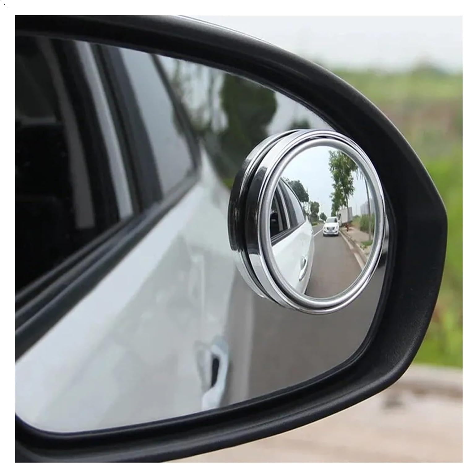2Pcs Car Blind Spot Mirror Rearview Mirror Rain Multifunctional 2-in-1 Rain Covering Rainy Days Expanding View Driver(White)