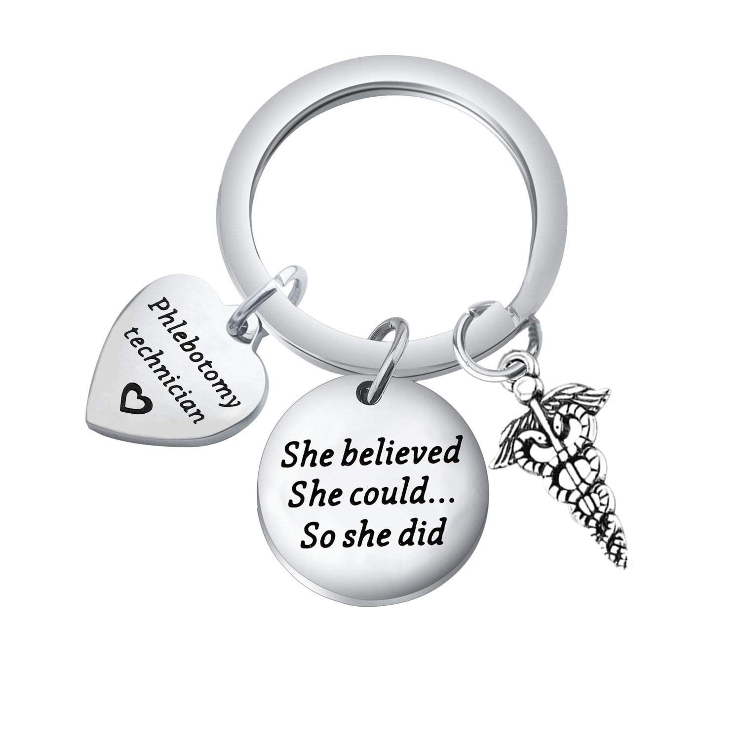 PLITI Phlebotomy Gifts Phlebotomy Technician Keychain She Believed She Could So She Did Keyring