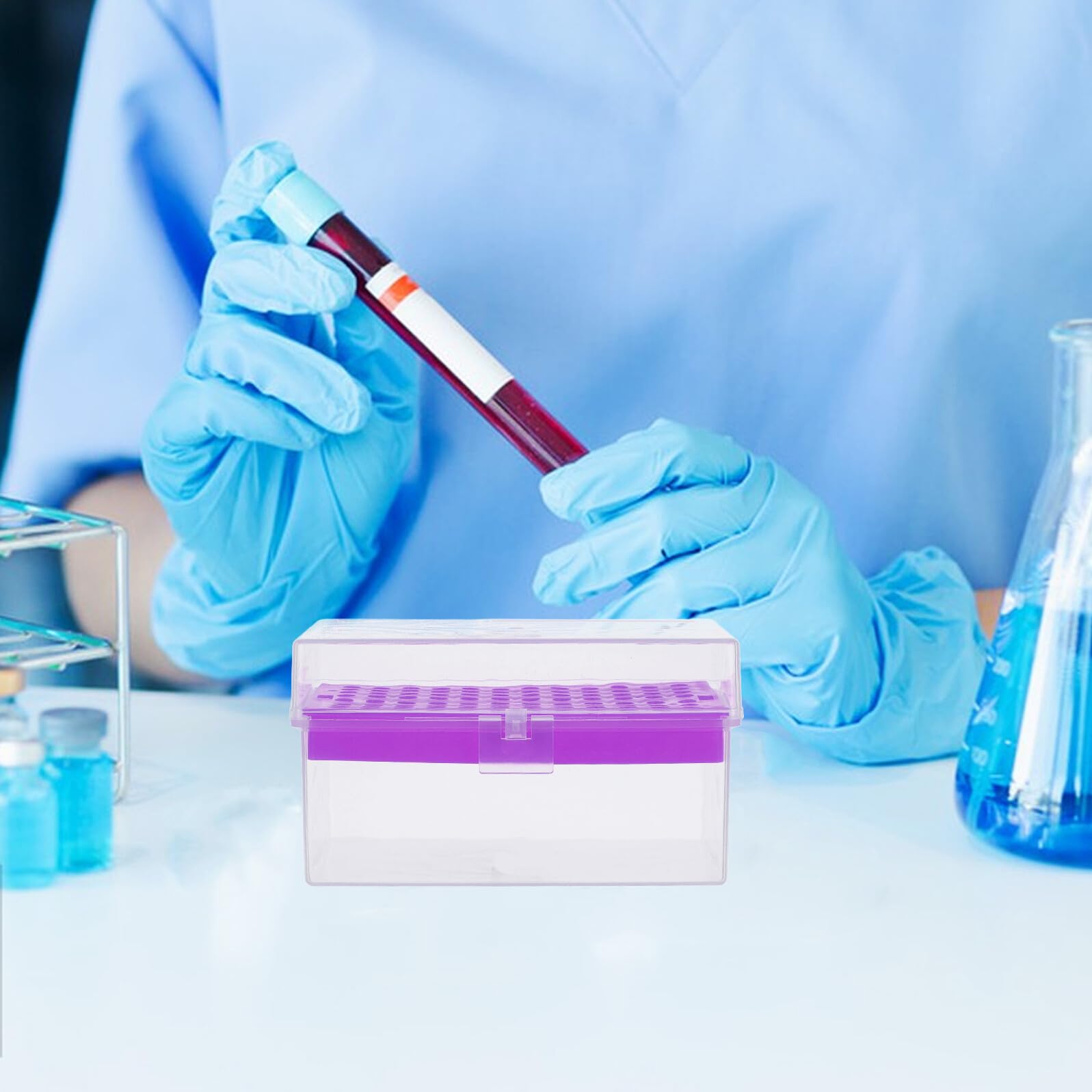 Scatola Porta-Punte in Plastica per Pipette da Laboratorio con Coperchio, Contenitore per Provette da Microcentrifuga, Organizer per Conservazione e Stoccaggio in Campo