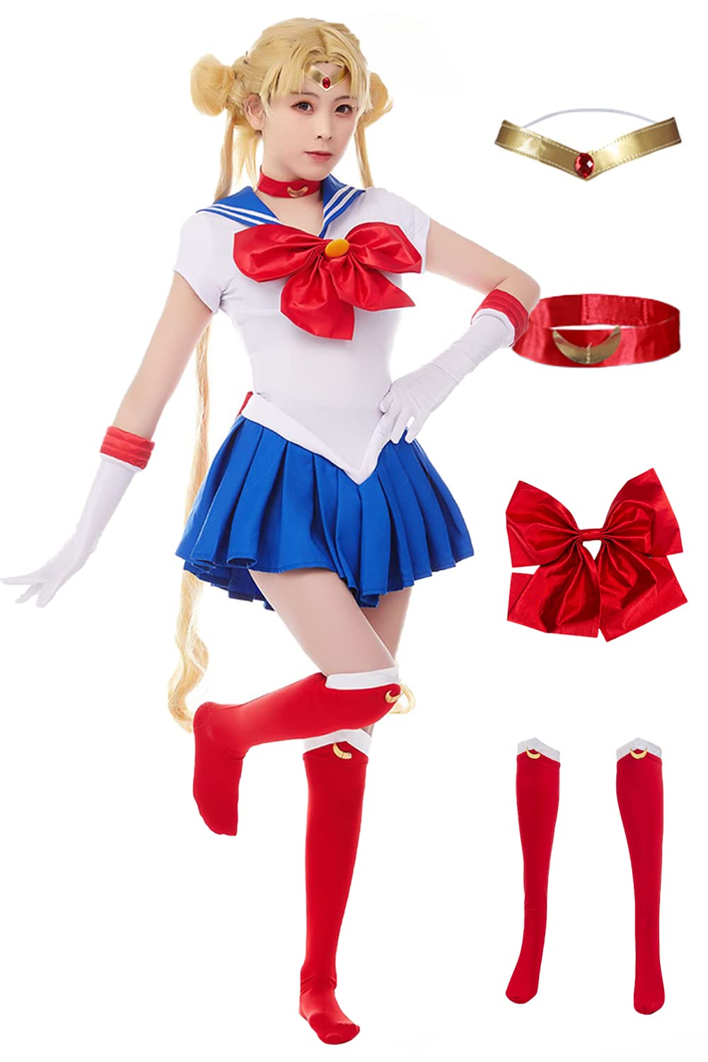 KejodiySailor Costume Moon Outfit Women Tsukino Usagi Cosplay Full Set Japanese Girl Uniform