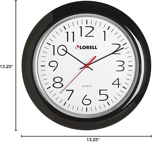 Miniatura 8 de Lorell Reloj de pared con números arábigos, 13-1/4 pulgadas, marco negro
