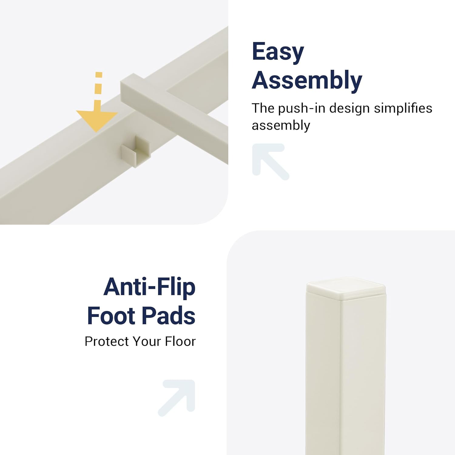 Allewie 14 Inches Twin Size Metal Platform Bed Frame with Victorian Style Iron-Art Headboard/Footboard, Mattress Foundation, Easy Assembly, Under Bed Storage, No Box Spring Required, Off White - Image 7