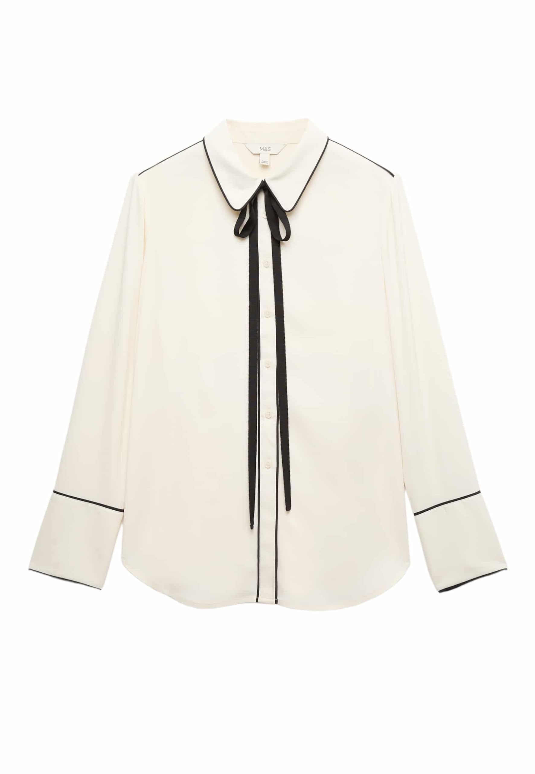 Marks & Spencer Camicia con Papillon e Profili a Contrasto