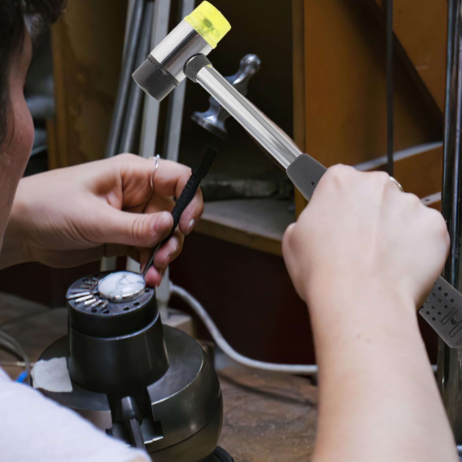 GARIOUANS Schmuck Reparaturset mit Verstellbarem Ringdorn und Gummihammer Tragbarer Mandrel Stick zum Anpassen und Formen von Ringen DIY Werkzeug für Schmuckliebhaber und Profis