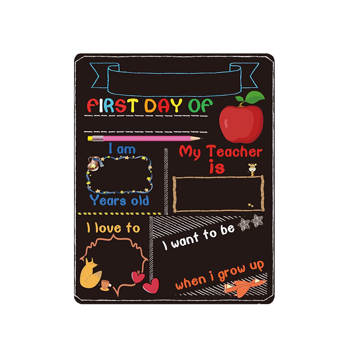 NUOBESTY First Day of School Board, 25×20cm First Day of Preschool Sign Reusable Back to School Supplies Double Sided Small Chalkboard for Kids Kindergarten, Preschool