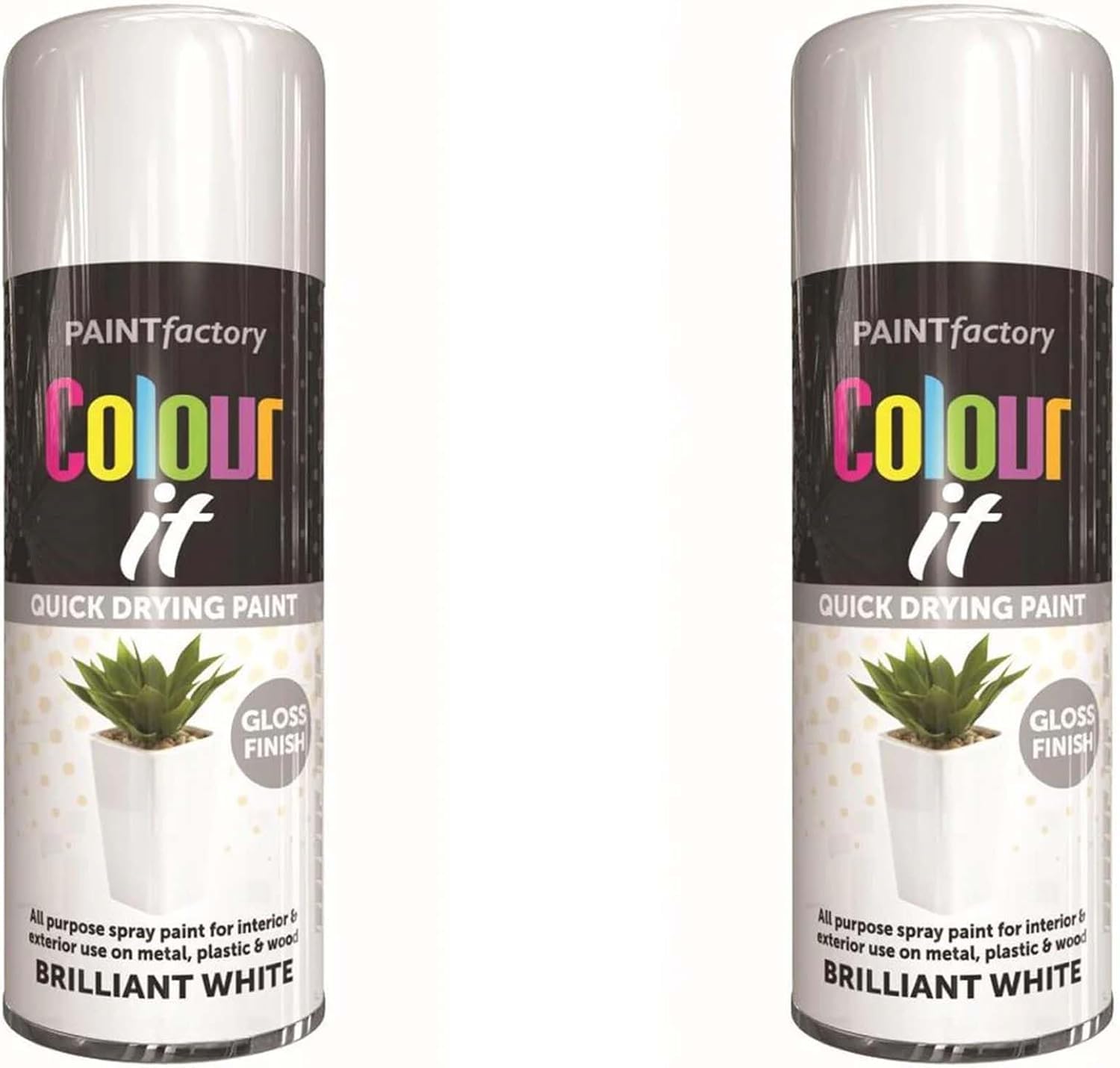 HOCHSTE Gloss Quick-Drying Spray Paint, DIY Enthusiasts, Long-Lasting, Perfect Wood, Plastic, Metal, Home Repairs, Easy To Apply, Interior And Exterior Use, 400ml, (2pcs, Brilliant White) — image 1