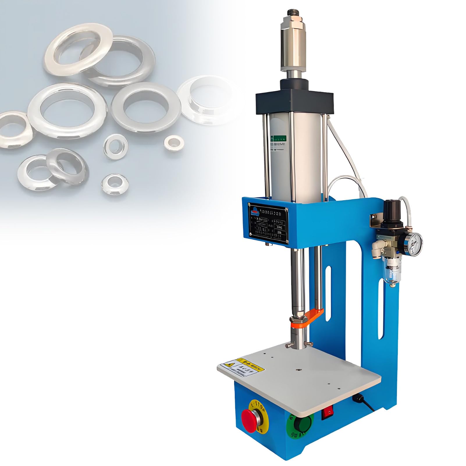 ZMJGLL Pneumatic Punch Press Machine for Sheet Metal,Adjustable Stroke,Emergency Stop Switch,Desktop Hand Press,0.4-0.7Mpa for Hole Punching,Efficient
