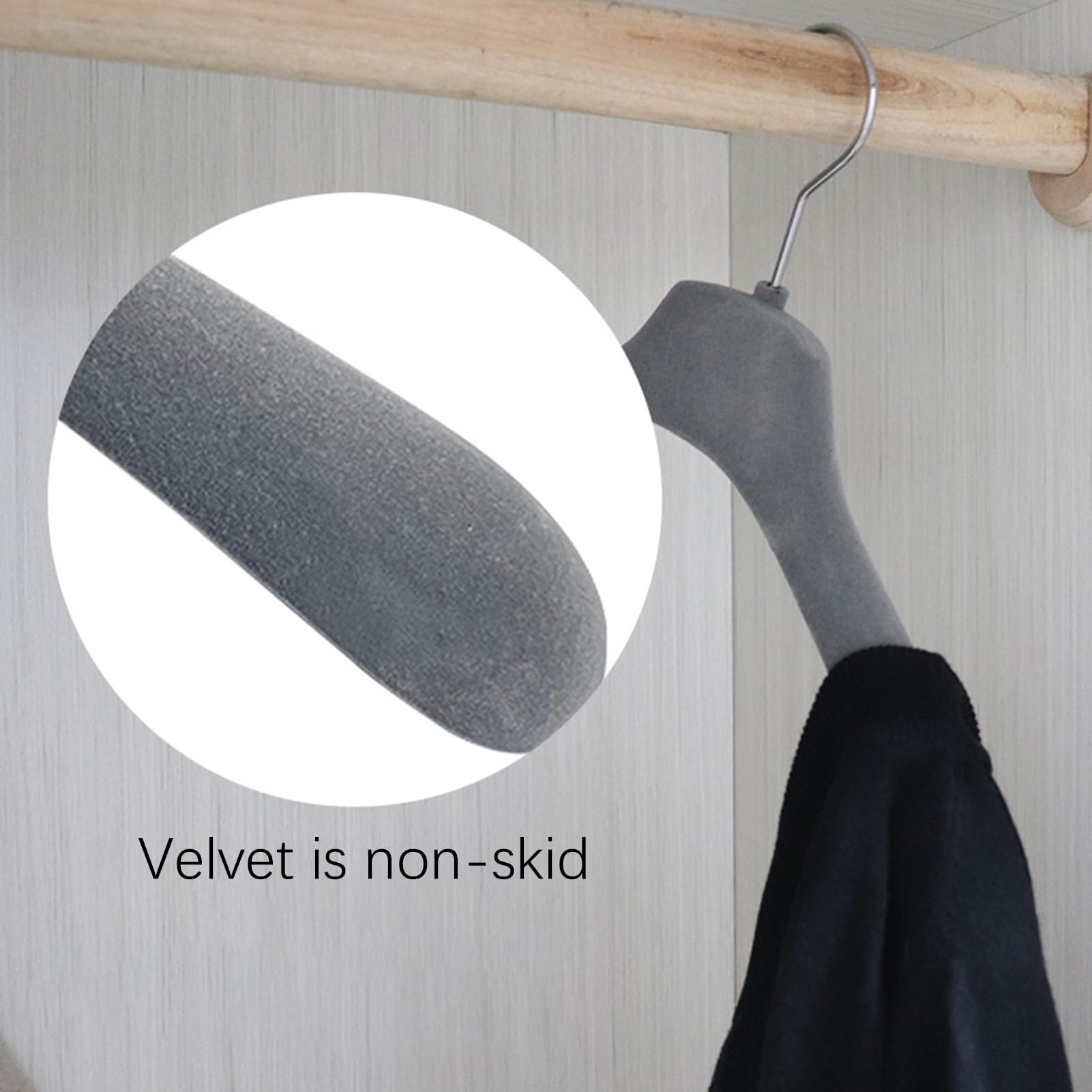 Rutschfeste Samt-Kleiderbügel für schwere Kleidung, 10 Stück, grau, platzsparende Kleidung, ideal für Kleider, Mäntel und Anzüge, langlebiges und stilvolles Design.