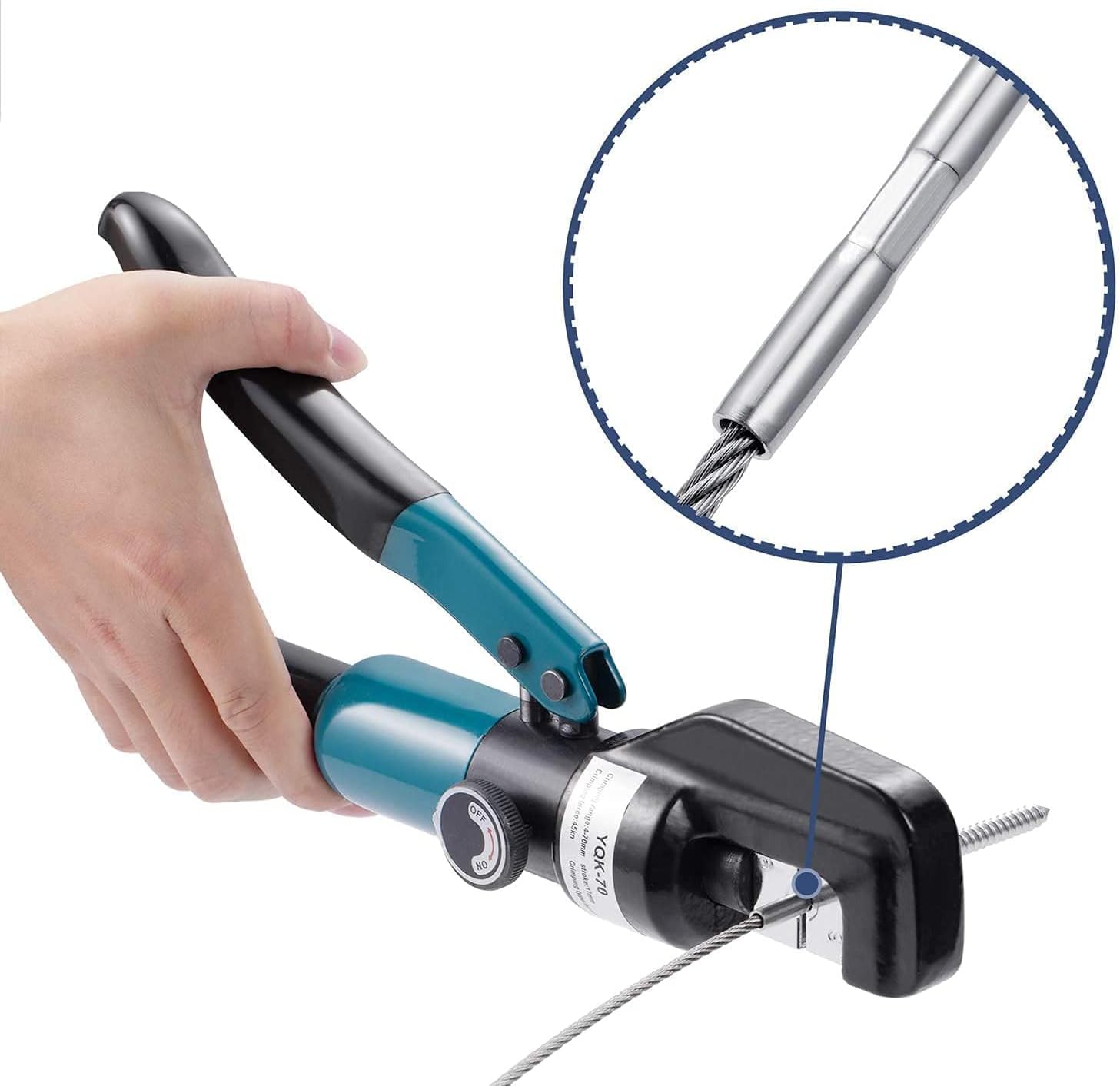 Uр Tо 60% оƒƒ toscoco Hydraulic Wire Crimper for 1/8 to 3/16 Cable Railing Hardware, Hydraulic Wire Crimping Tool for Deck Cable Railing Kit, Hydraulic Crimper for Steel Cable Railing Kit, Battery Cable Crimper