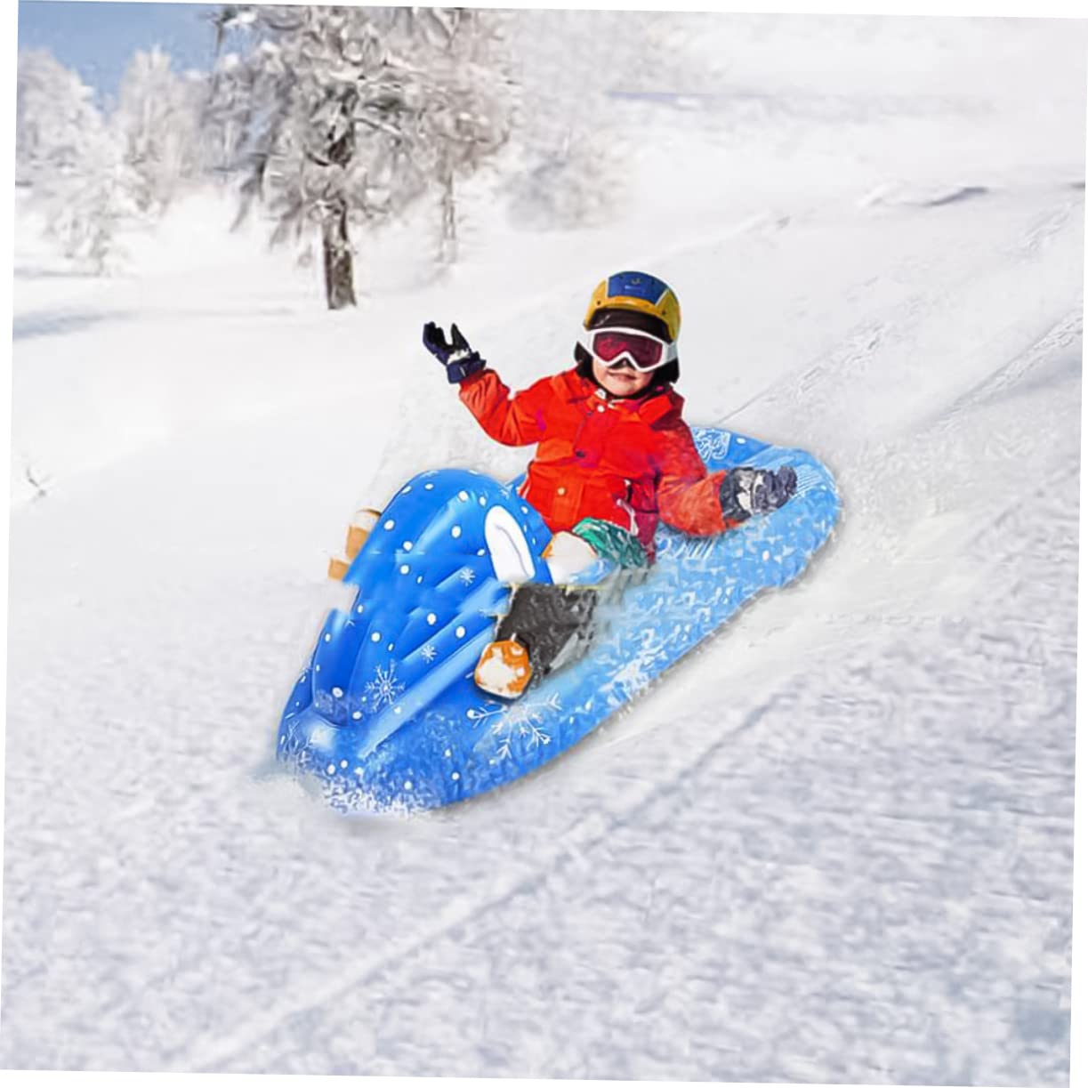 HANABASS Sturdy Kids Sled Boat PVC Skiing Ring Inflatable Skiing Equipment Snowflake Design Cold-Resistant for Outdoor Fun