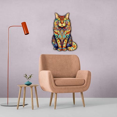 Miniatura 6 de WOODBESTS Rompecabezas de madera para adultos, rompecabezas de gato de Maine (S, 80 piezas, 8.3 x 6.3 pulgadas), hermosa caja de madera,