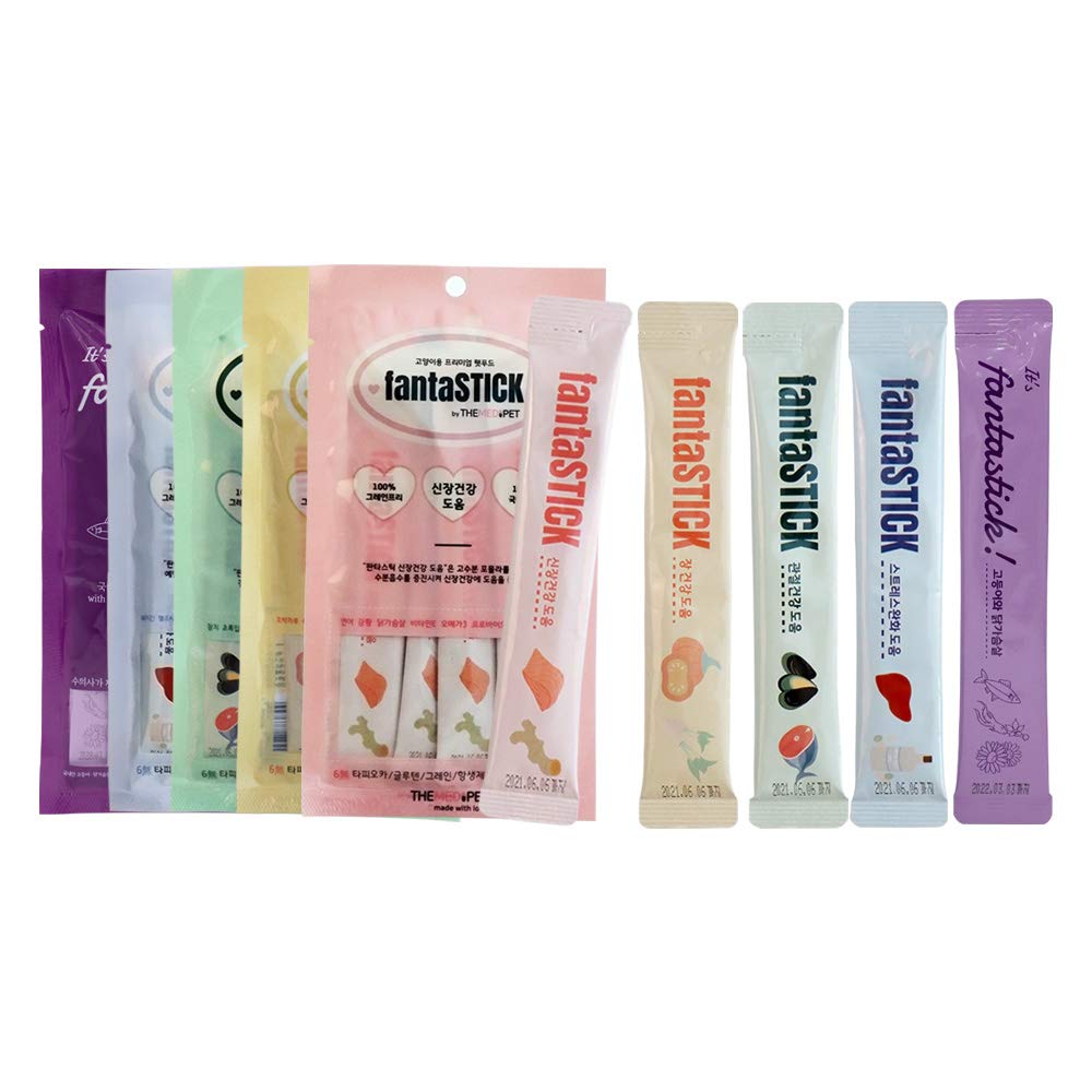 THEMEDICAT by THEMEDIPET Inc FANTASTICK Healthy Wet Cat Treats 5-Flavor Variety Pack 20 Tubes (5 Packs) | Vet Designed Human-Graded Healthy Wet Cat Treats | Product of Korea