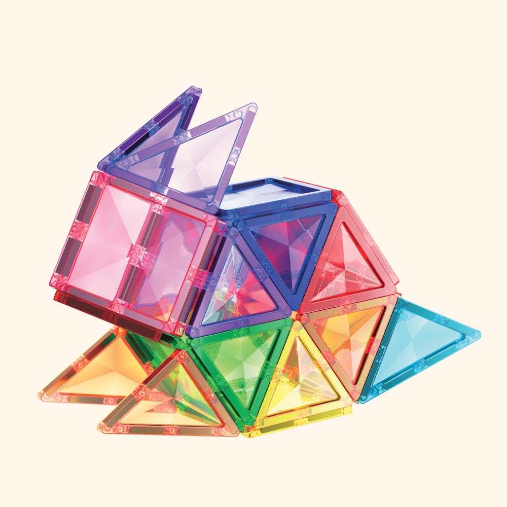LERNI COLORMAG Magnetbausteine 60 Teile – Magnetisches Konstruktionsspielzeug für Kinder ab 3 Jahren, Mint Lernspielzeug mit Ideenheft, Klassische Farben