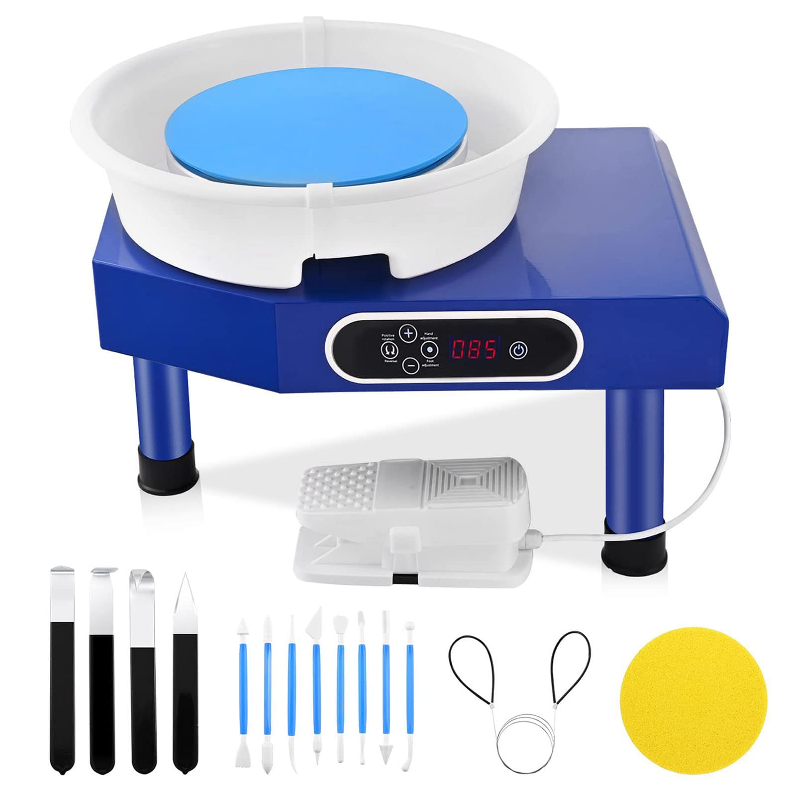 Tornio da vasaio Elettrico 25 cm 350 W Ruote per Ceramica Robusta Macchina per formare Ceramica per Principianti Fai da Te con Pedale e Touch Screen LCD, Strumenti di Argilla a casa Studi di Ceramic