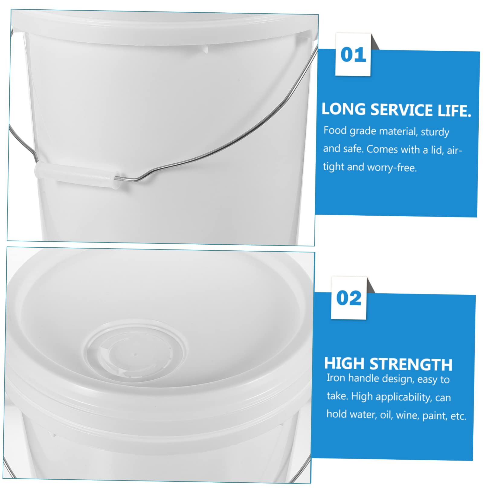 POPETPOP Cubo de Pintura Redondo de 10 litros White con Tapa Hdpe
