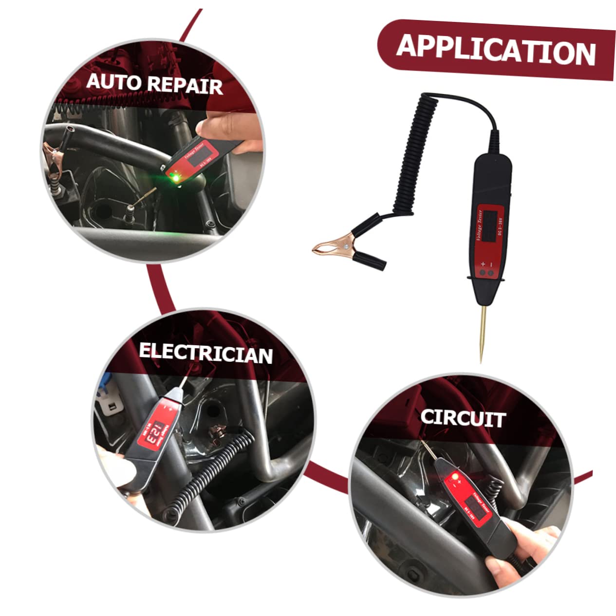 HOMSFOU 3pezzi Tester Digitale Di Circuiti Lcd Con Cavo Esteso Strumento Per Elettricisti e Riparazioni Auto Facile Da Usare e Portatile Rilevatore Di Tensione Per Uso Domestico e