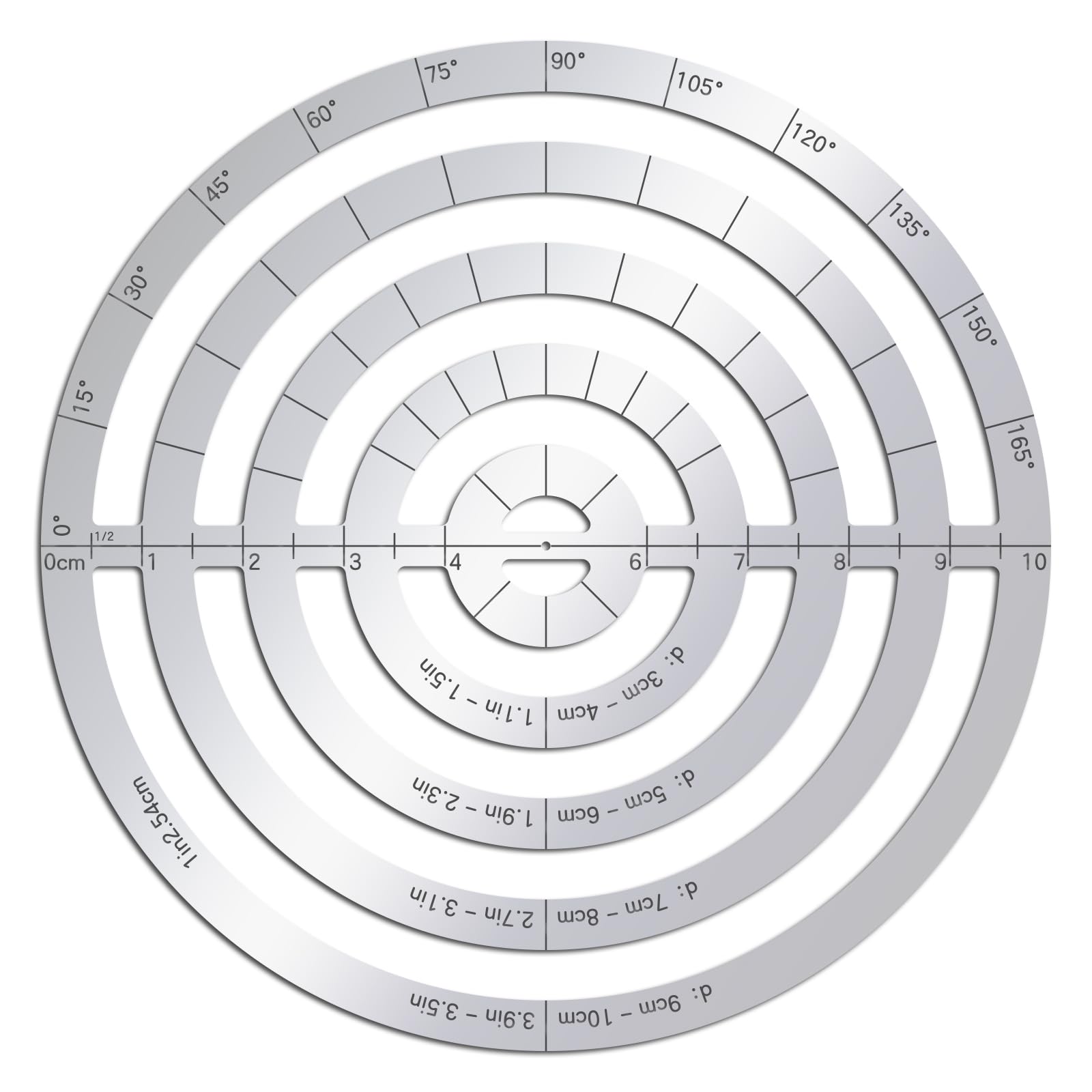 ORIGACH Stainless Steel Concentric Round Ruler Metal Circle and Curve Drafting Stencils Circle Corner Stainless Steel Template Rulers for Leather Sewing DIY Craft Supplies — image 1