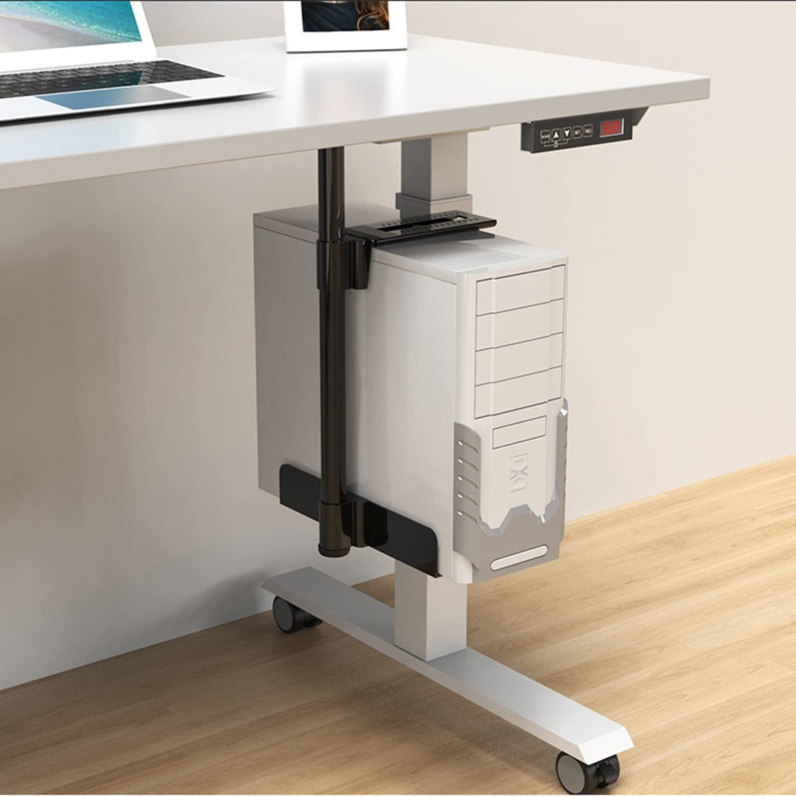 Torre Per PC Desktop Vernice metallica processore Supporto sotto l'attaccatura del supporto della scrivania Pc Montare con rotazione a 360 ° regolabile for impieghi gravosi processore Custodia Base Pe