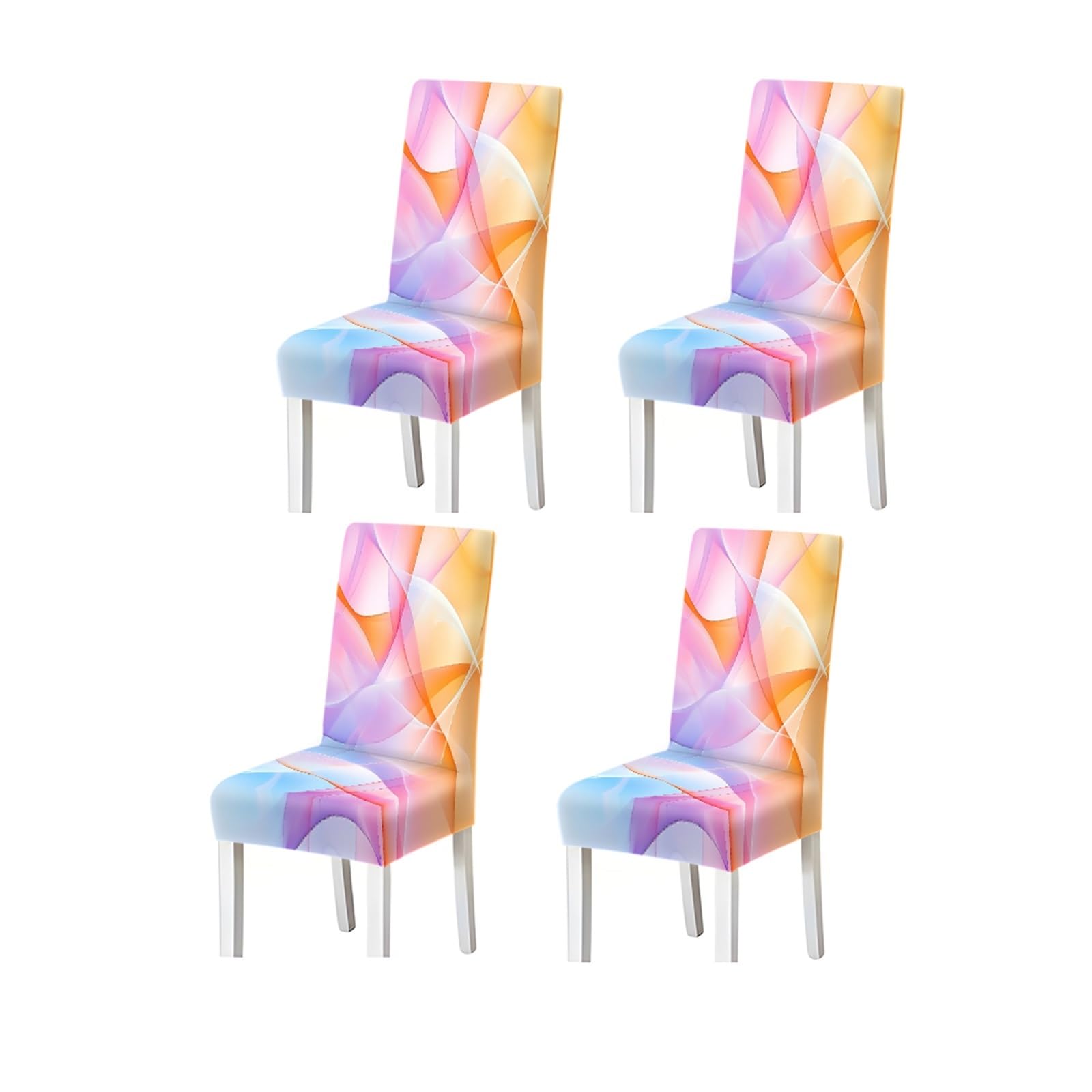 FZJKGH Pastel Abstract Pattern Print Dining Chair Covers Set Of 2/4/6, Modern Stretch Slipcovers For Dining Room Removable Stretch Slipcovers for Dining Chairs(4PCSChair cover)