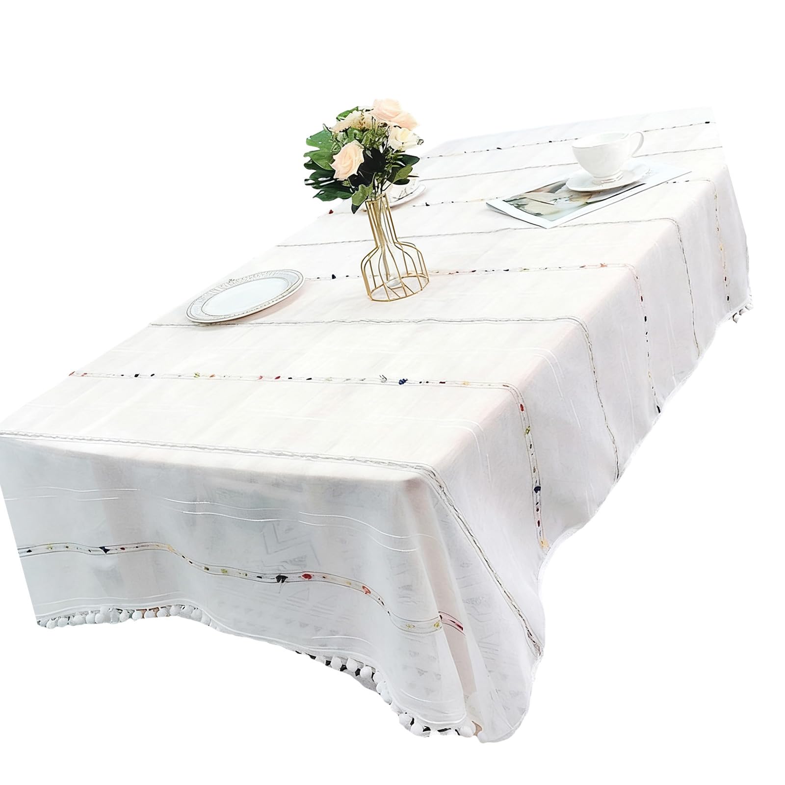 Tsophreniq Drape Rainbow Tablecloth Wrinkles Proof Easy Cleaning Polyester Materials for Dining Camping Event Rainbow Tablecloth