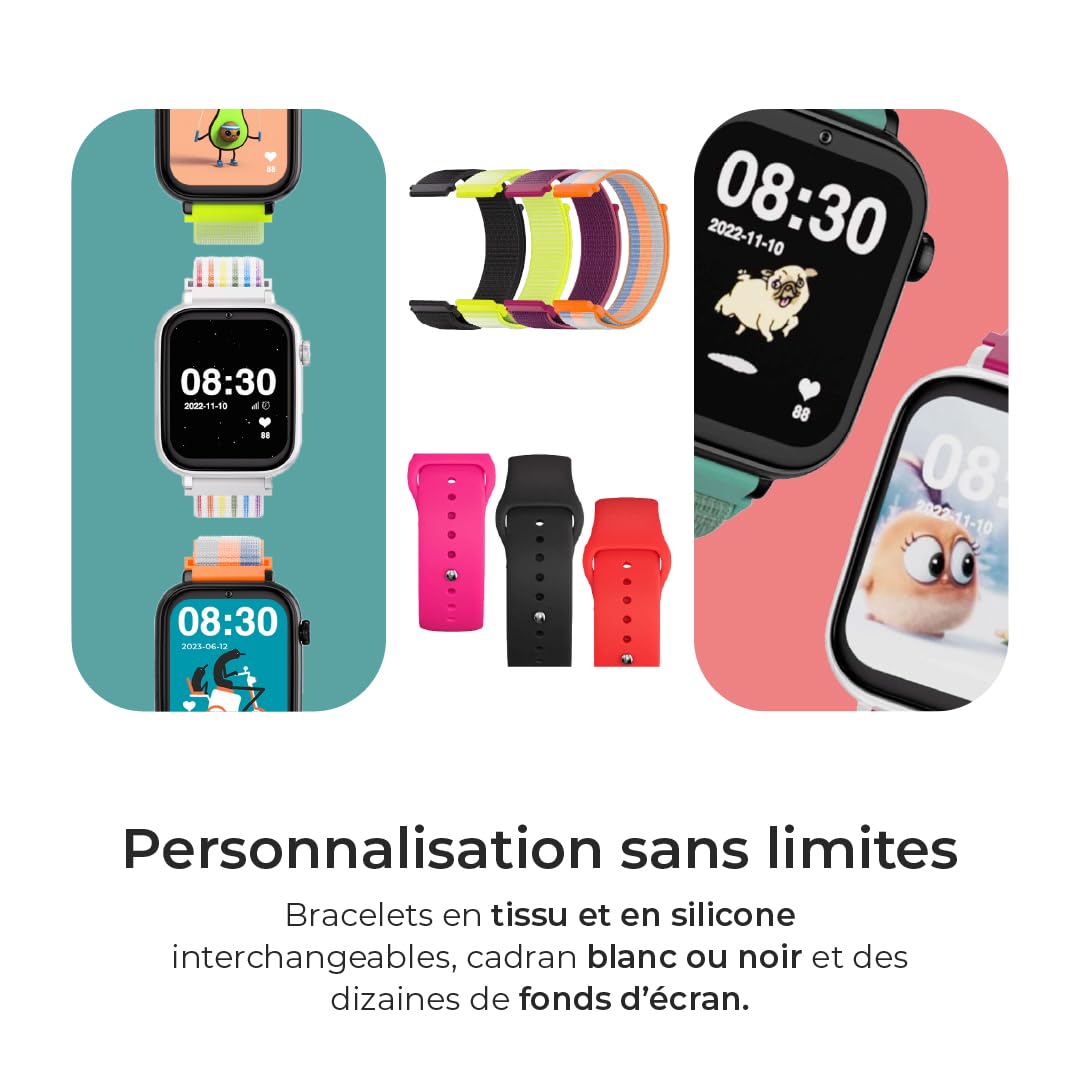 SaveFamily SaveWatch Plus 4G | Montre Connectée pour Enfants avec GPS, Appels, Vidéo, Whatsapp, Musique, Bluetooth et App Store | Carte SIM Incluse - Cadran Noir et Bracelet en Silicone Noir