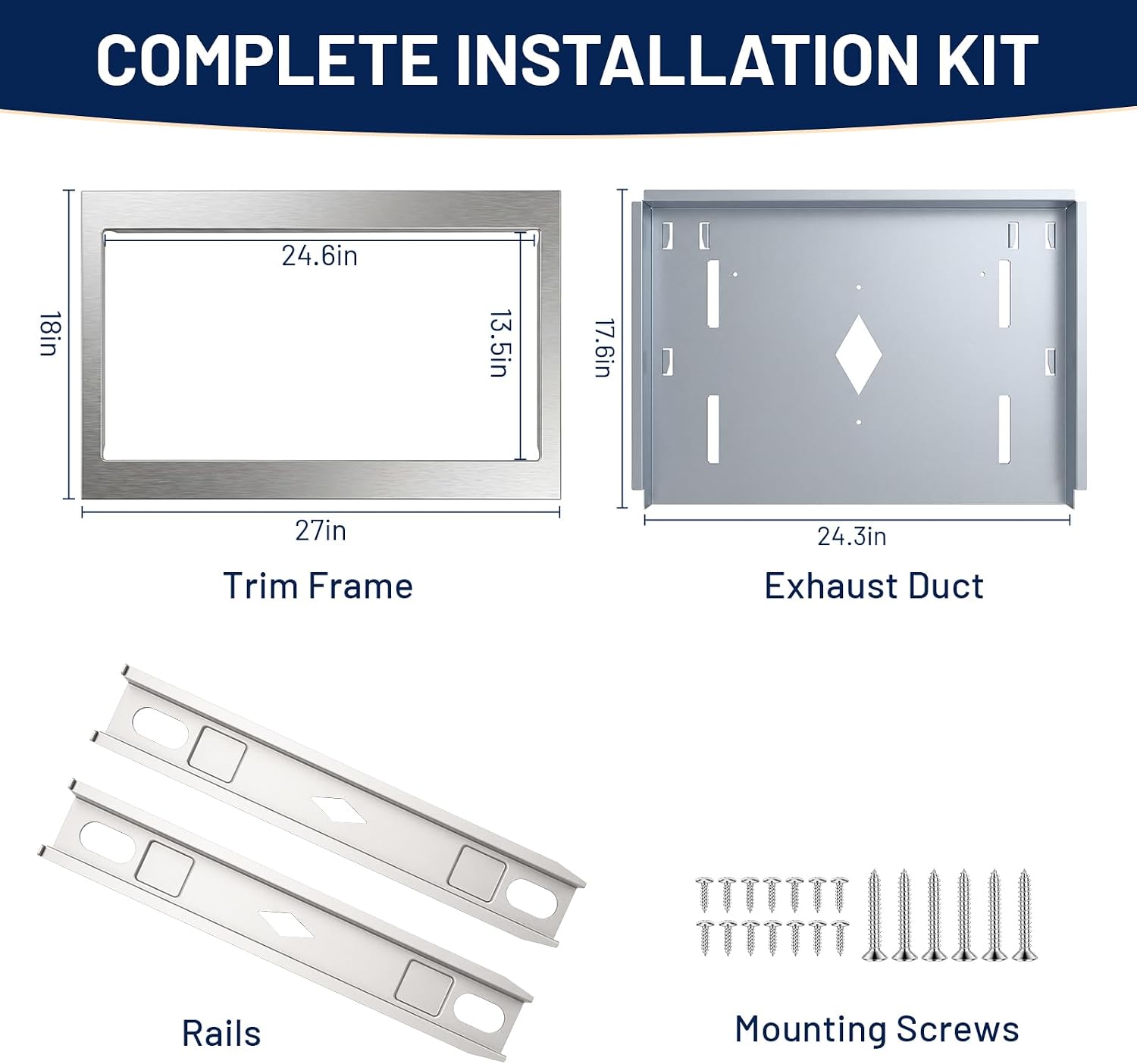 GMTK2768AF 27-inch Stainless Steel Microwave Trim kit, for 2.2 cu. ft Built in Microwave Oven, Compatible with Frigidaire Gallery Series GMBS3068AF
