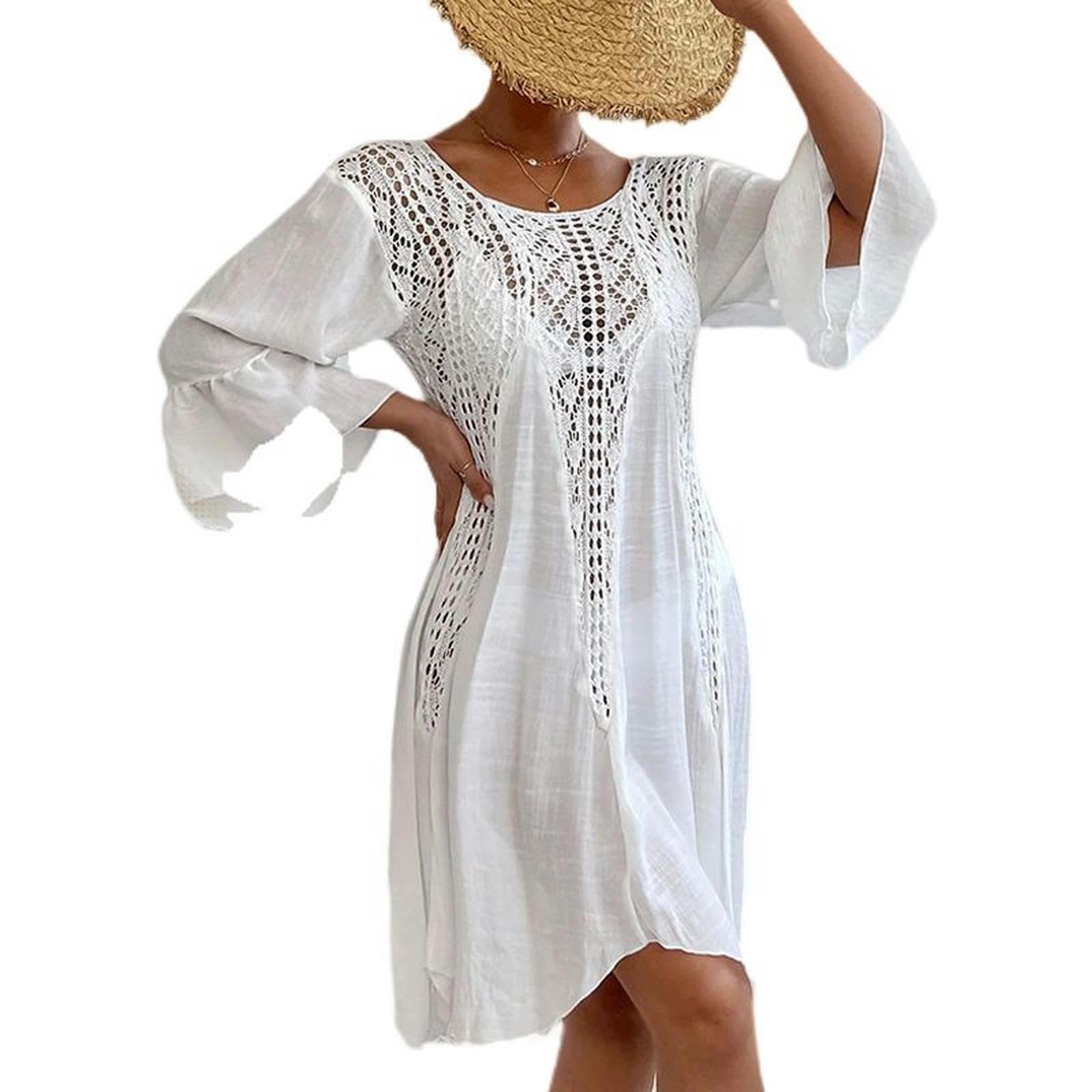 Vestido Tipo Pareo de Bikini de Playa con Costuras Huecas para Vacaciones en la Playa - Negro - Talla única