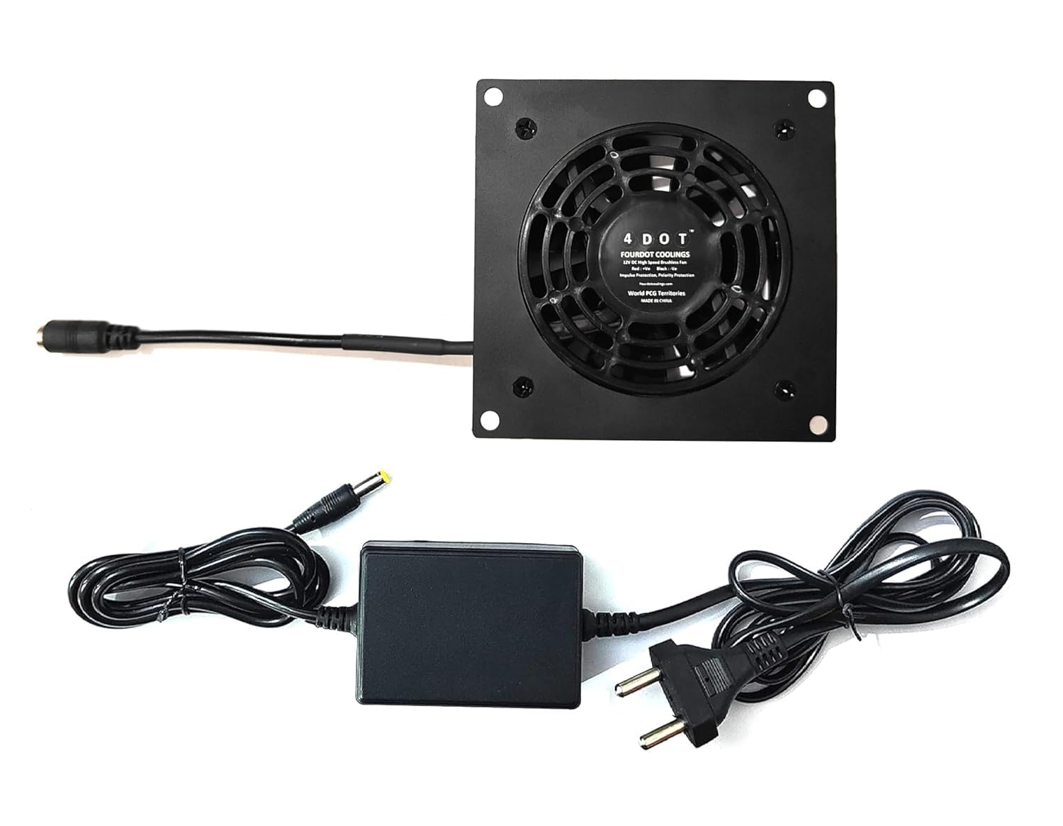 Fourdot Cabinet Cooling Fan System 4 inches Cooling Fan with adapter for Almirah, Enclosures Panel Mount with Black Plastic Grill-image-12