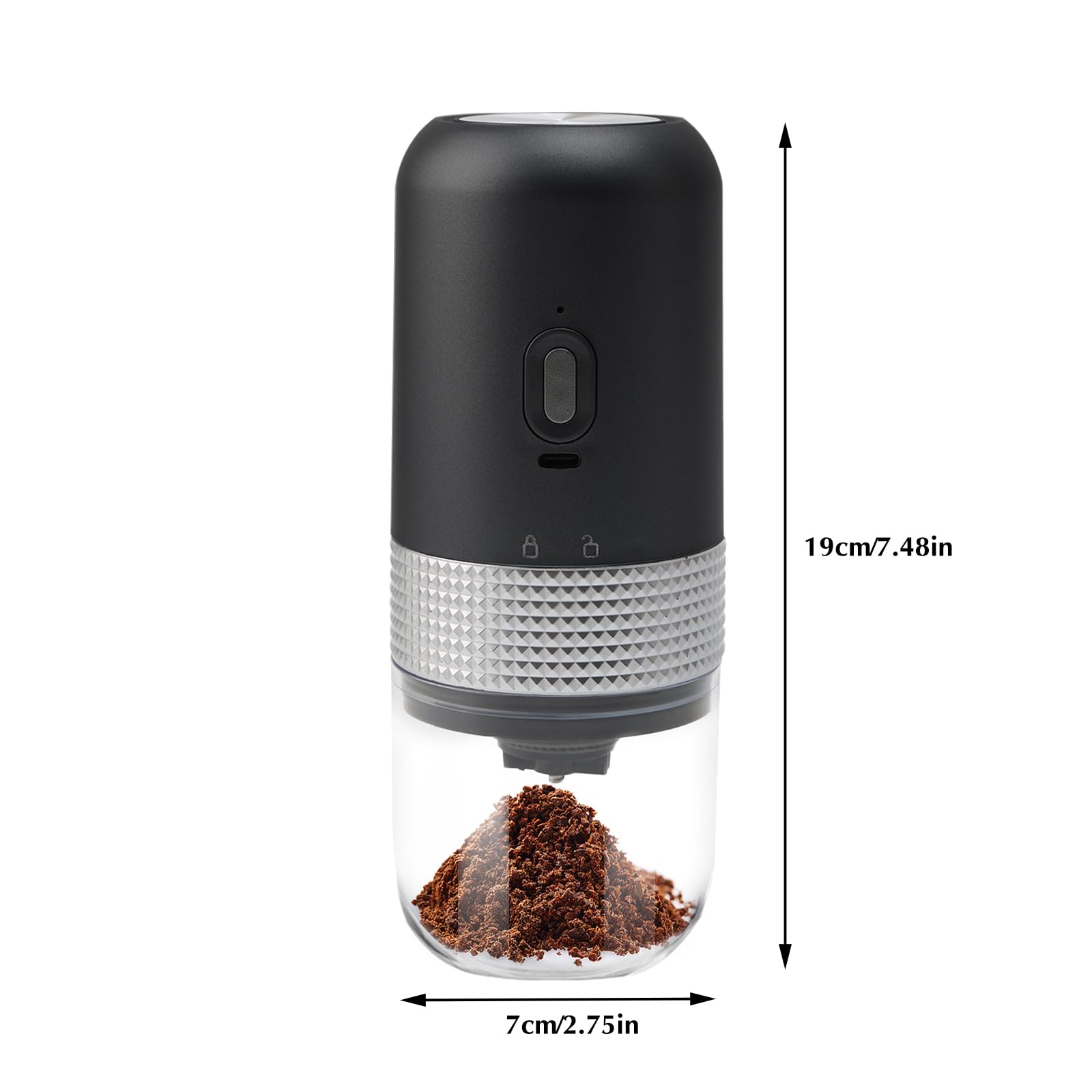 Macinacaffè Elettrico, Portatile Senza Fili Granulometria Regolabile con Macina in Ceramica per Espresso, Pour Over e French Press