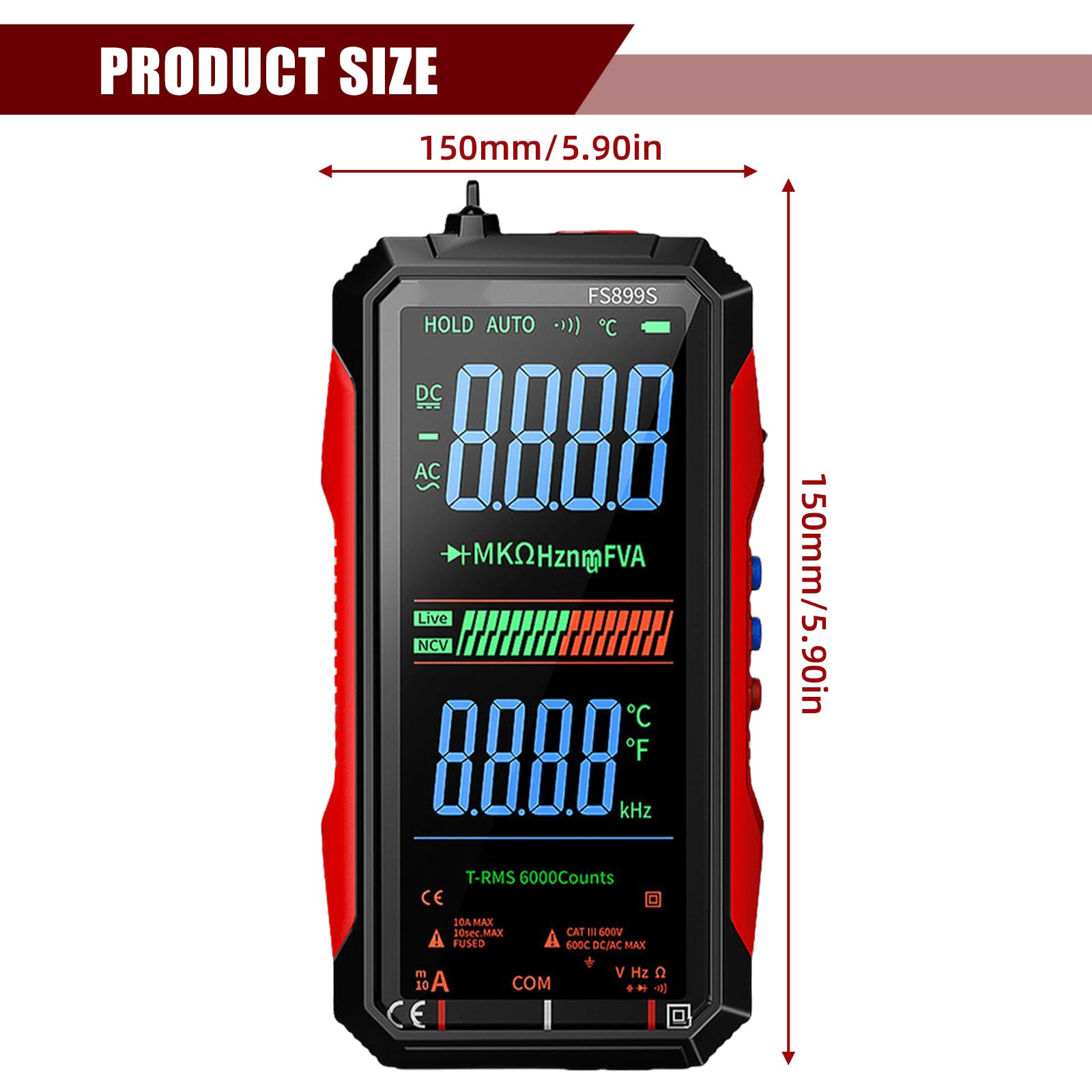 MAKA Digitale Multimeter X - Groot display - 6000counts - True RMS - Voltmeter
