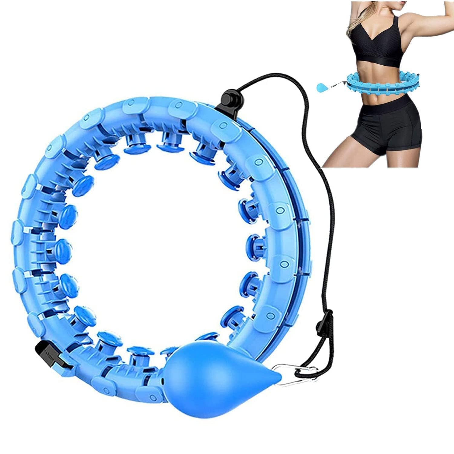 BROSHEE Smart Weighted Hula Hoop for Adults, Weight Loss, Non-Fall Fitness Ring with 24 Detachable Knots, Adjustable Weight, Noiseless Auto-Spinning Ball, 2 in 1 Abdomen Fitness Massage…Multicolor-image-24