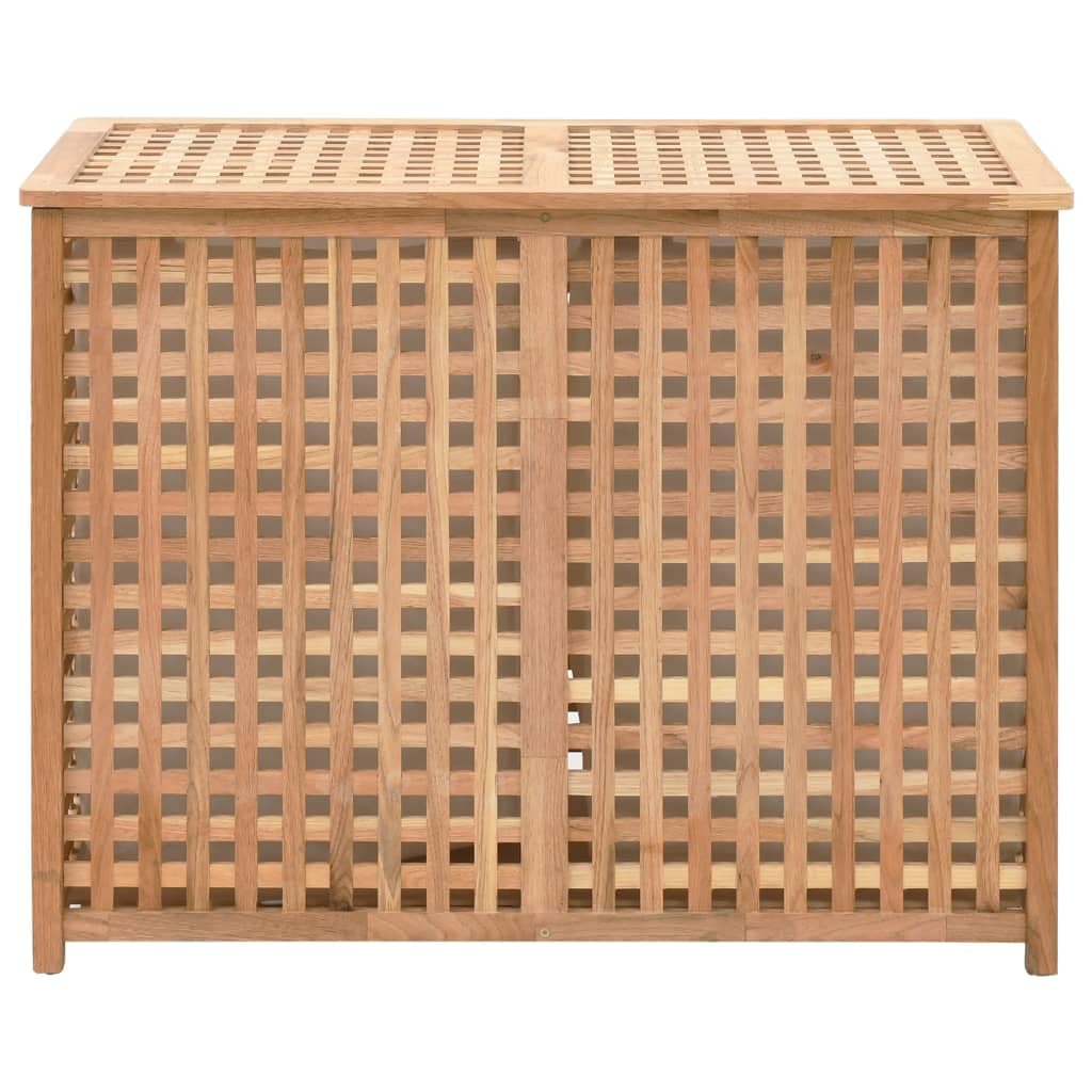 Generico Wäschekorb aus massivem Walnussholz 87,5 x 46 x 67 cm, Wäscheschrank mit 2 separaten Fächern und abnehmbaren Stoffbeuteln für Bad und Schlafzimmer
