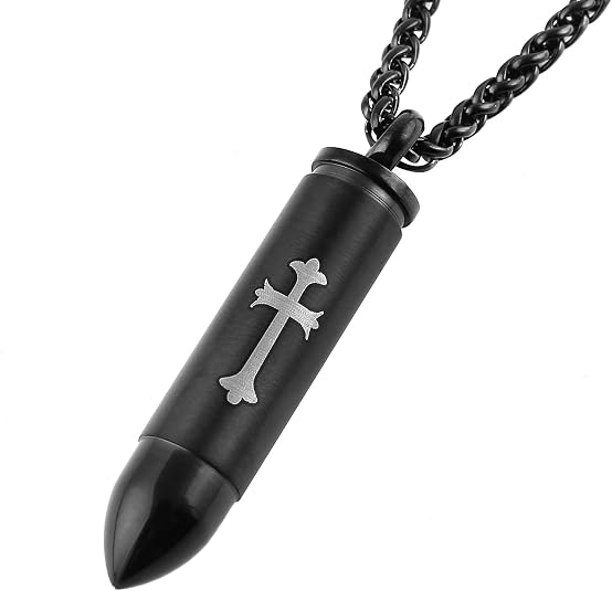 HZMAN Stainless Steel Celtic Cross Bullet Cremation Jewelry Keepsake Memorial Ash Urn Necklace Black: Buy Online at Best Price in UAE