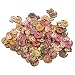 Souarts Mixed Random 2 Holes Cat Shape Wood Wooden Buttons for Sewing Crafting Pack of 100
