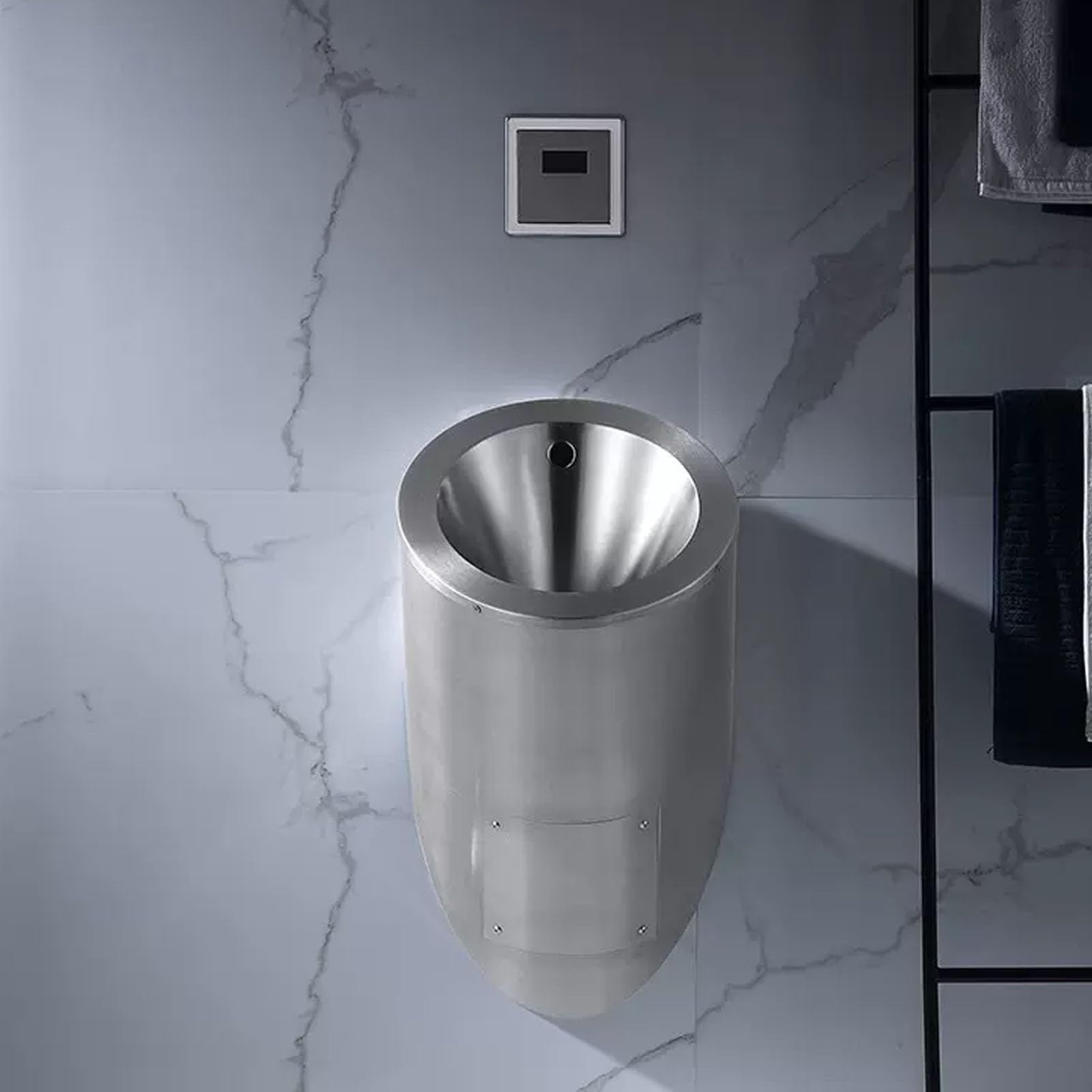 OTQEFTN Wall Mounted Sensor Urinal, 304 Stainless Steel Urinal, Men's Flushing Urinal, Bathroom Toilet Spill Proof, Used in Hotels, Schools Public