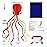 Hengda Kite Software Octopus Flyer Kite with Long Colorful Tail for Kids, 31-Inch Wide x 157-Inch Long, Large, Red