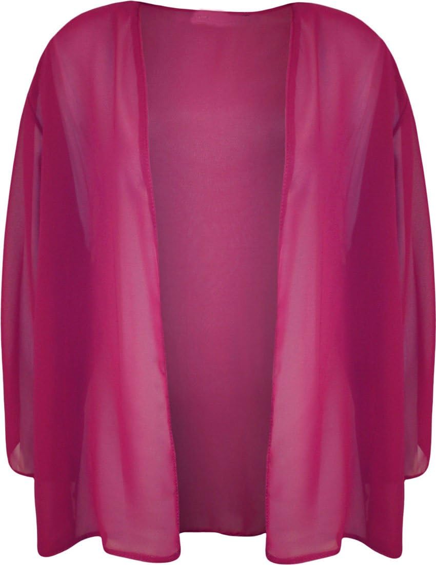 Ladies 3/4 Sleeve Plus Size Chiffon Shrug Womens Open Kimono Cardigan Top