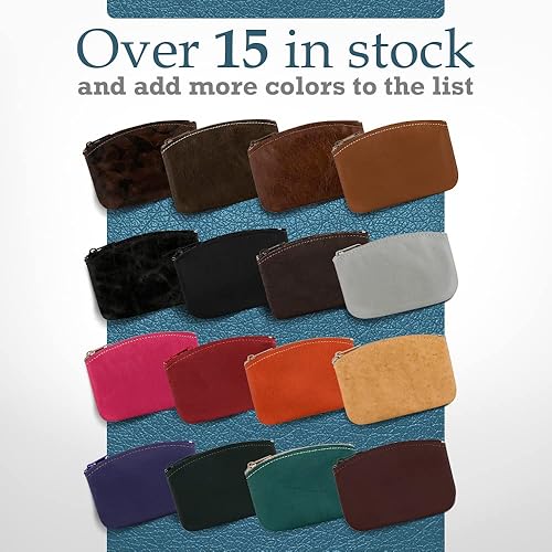 Miniatura 8 de Nabob Leather - Monedero de cuero genuino con cremallera fabricado en Estados Unidos